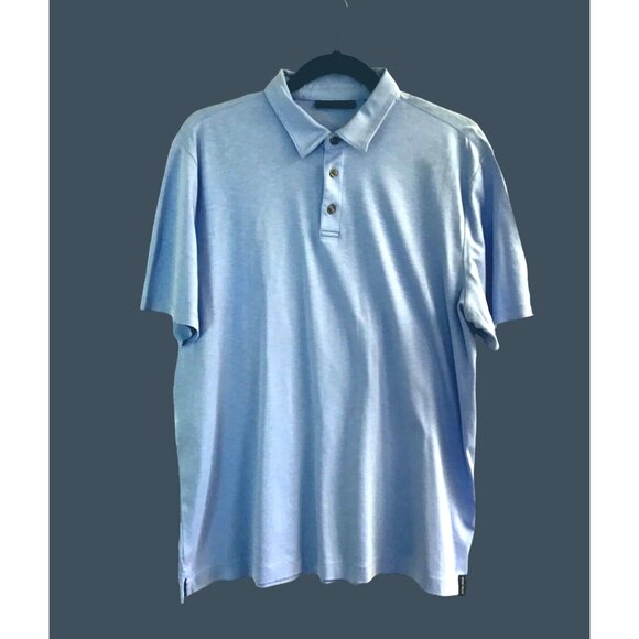 PERRY ELLIS- MENS BLUE SHORT SLEEVE POLO SHIRT SIZE LARGE - Picture 1 of 6